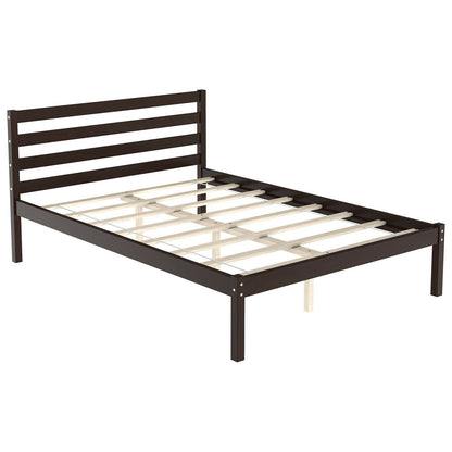 Full Size Bed frame Foundation with Solid Wooden Slat Suppor