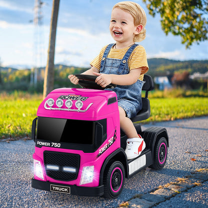 6V Kids Electric Ride-on Truck with Height Adjustable Seat, Pink