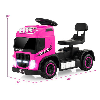 6V Kids Electric Ride-on Truck with Height Adjustable Seat, Pink