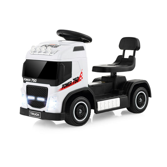 6V Kids Electric Ride-on Truck with Height Adjustable Seat, White