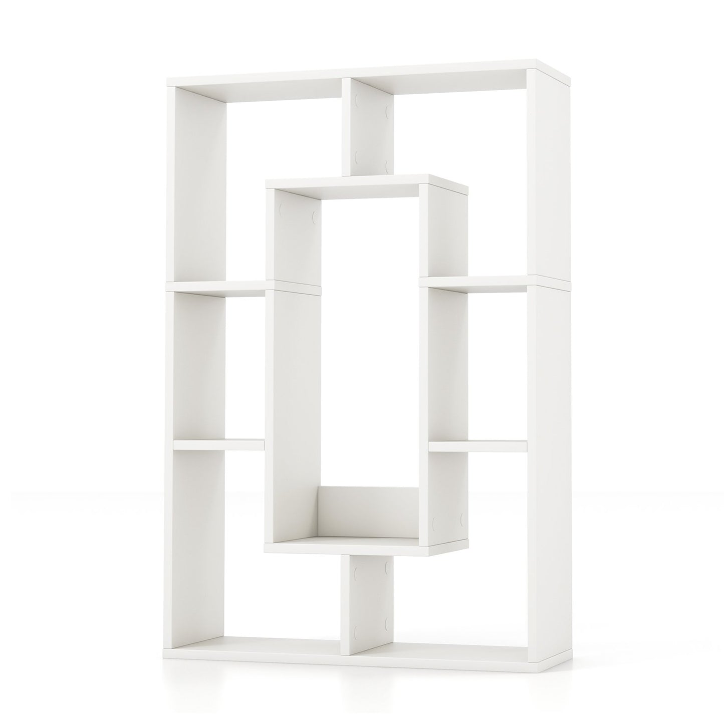 7-Cube Geometric Bookshelf Modern Decorative Open Bookcase, White