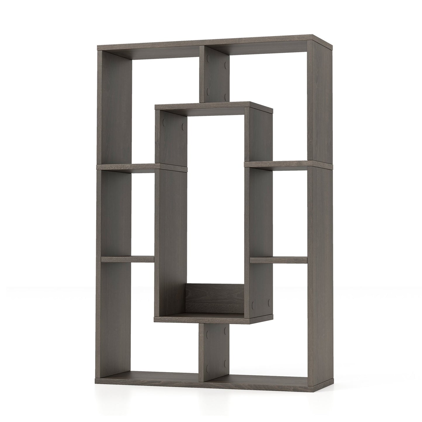 7-Cube Geometric Bookshelf Modern Decorative Open Bookcase, Gray