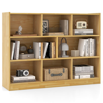 3-Tier Open Bookcase 8-Cube Floor Standing Storage Shelves Display Cabinet, Yellow