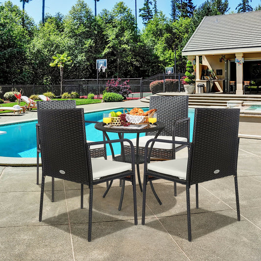 4 Piece Patio Wicker Rattan Dining Set, White Patio Dining Chairs White at Gallery Canada