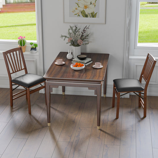 Set Of 2 Folding Chairs, Padded Seat, Rubber Wood Frame, Brown Dining Chairs Brown at Gallery Canada