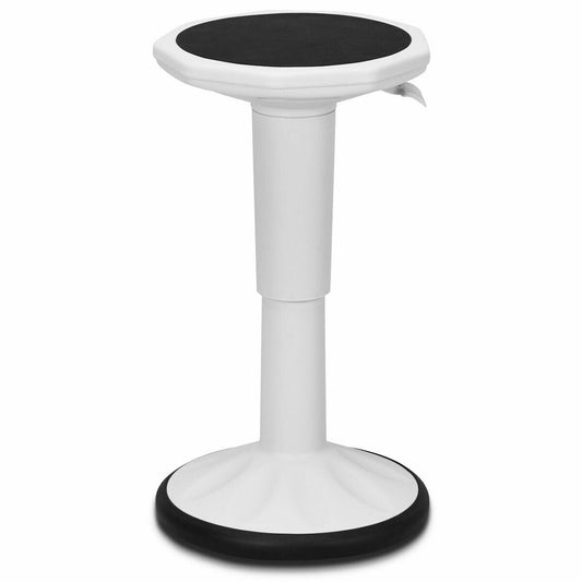 Adjustable Active Learning Stool Sitting Home Office Wobble Chair with Cushion Seat, White