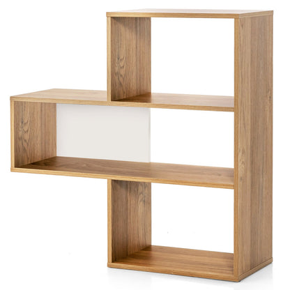 Convex Bookshelf 3-Shelf Open Bookcase Room Organizer with Anti-Toppling Device, Natural