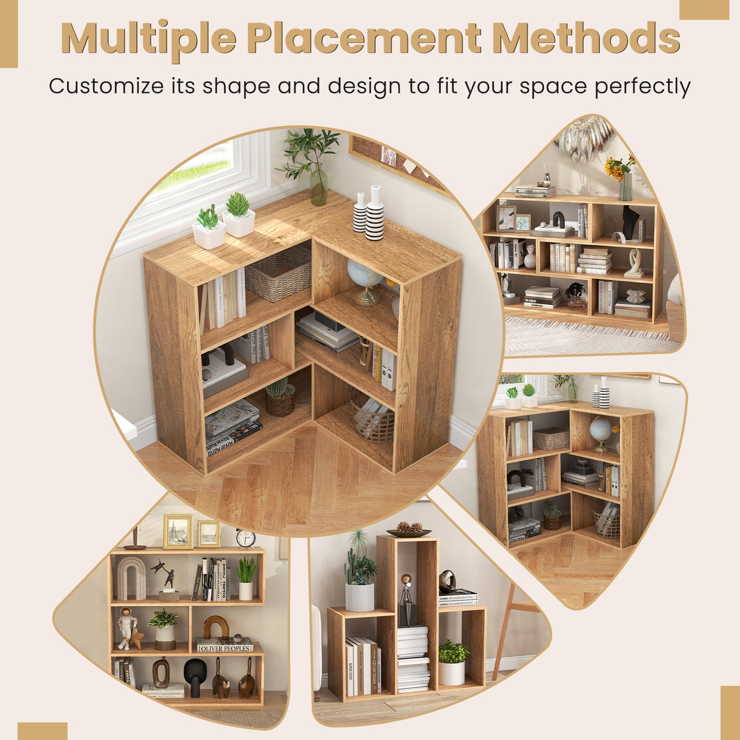 Convex Bookshelf, 3-Shelf Bookcase, Anti-Toppling Device, Natural Bookcases at Gallery Canada