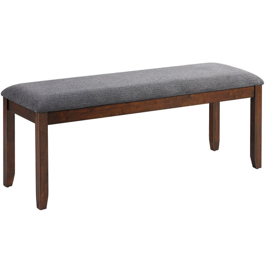 Upholstered Entryway Bench Footstool with Wood Legs, Dark Gray