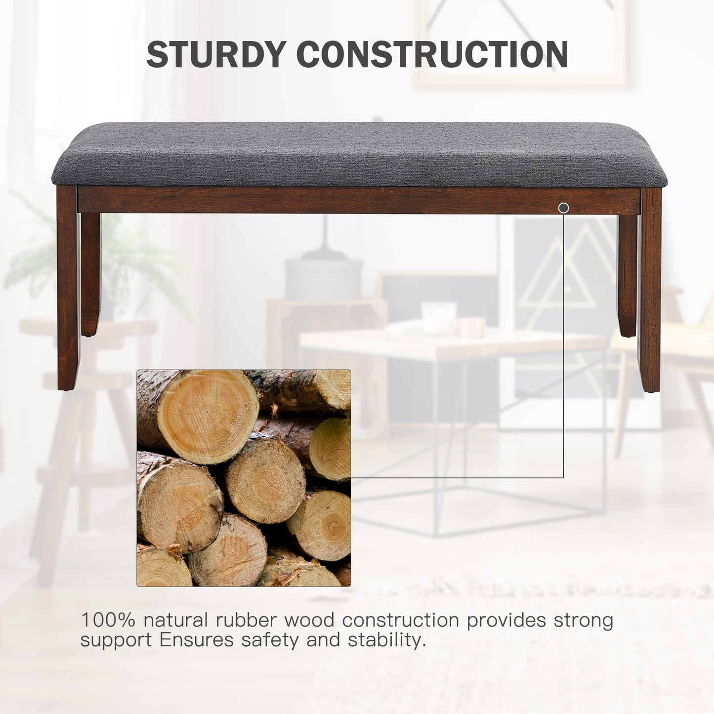 Upholstered Entryway Bench Footstool With Wood Legs, Dark Gray Shoe Racks & Storage Benches at Gallery Canada