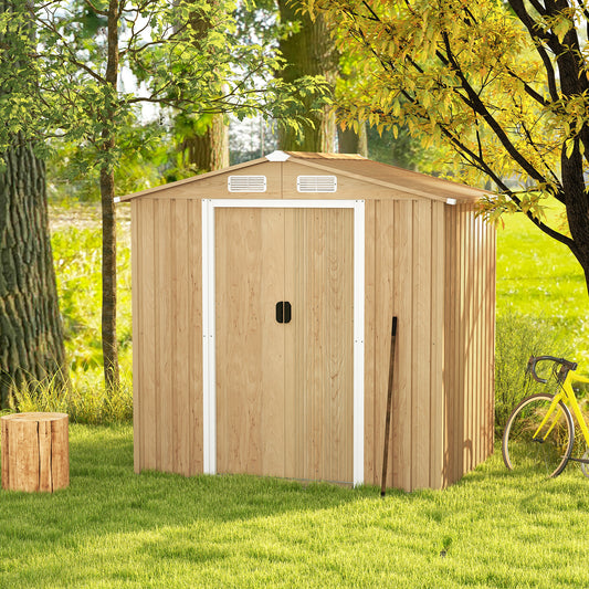 6x4 Feet Galvanized Steel Storage Shed, Lockable Sliding Doors, Natural Sheds & Outdoor Storage Natural at Gallery Canada