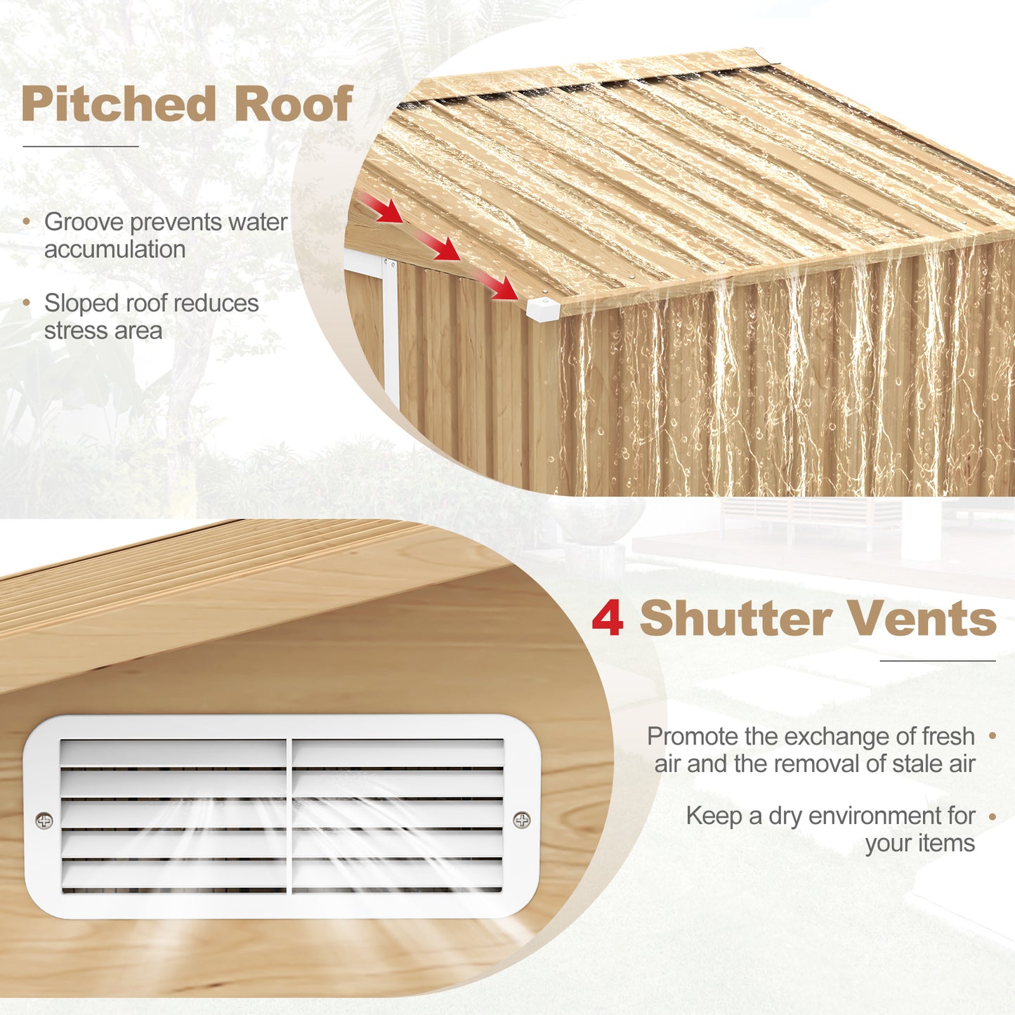 6 x 4 Feet Galvanized Steel Storage Shed with Lockable Sliding Doors, Natural Sheds & Outdoor Storage at Gallery Canada