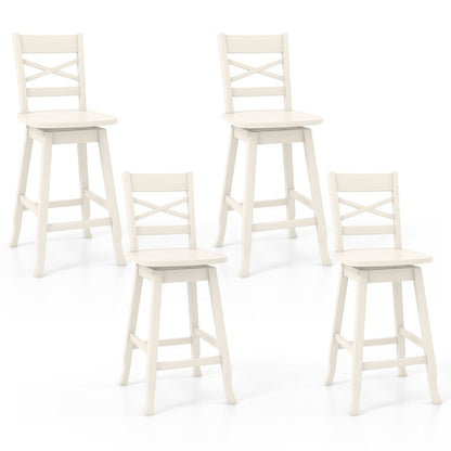Swivel 24-Inch Counter Height Stool Set of 2 with Inclined Backrest, White