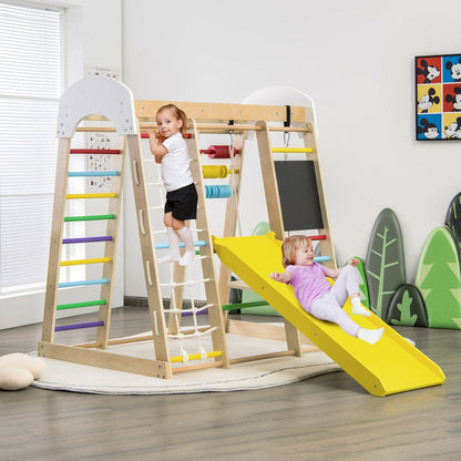 Indoor Playground Climbing Gym Wooden 8-in-1 Climber Playset for Children, Multicolor at Gallery Canada