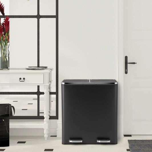 16 Gallon Dual Step Trash Can, Black Kitchen Organization Black at Gallery Canada