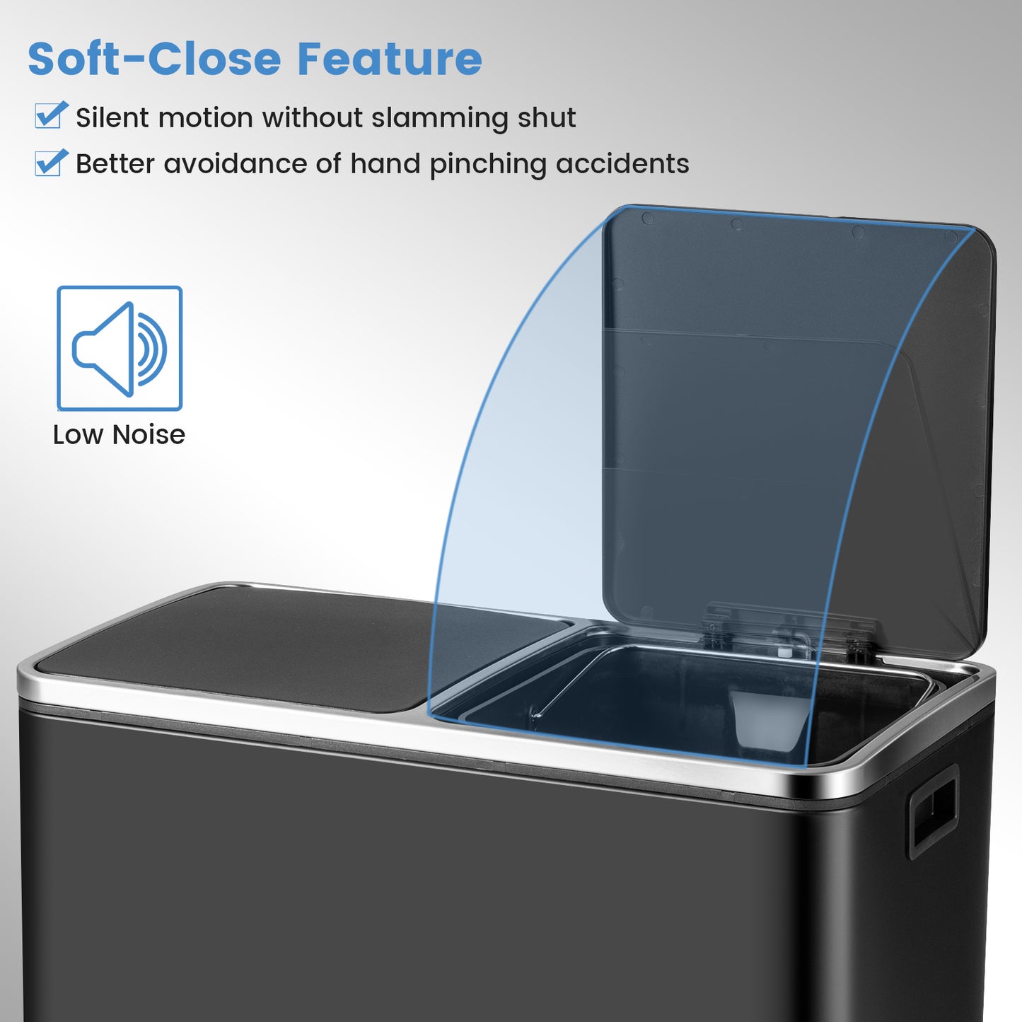 16 Gallon Dual Step Trash Can, Black Kitchen Organization at Gallery Canada