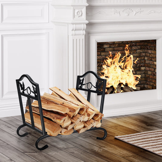 Foldable Firewood Log Rack Steel Wood Storage Holder, Black Log Storage Black at Gallery Canada