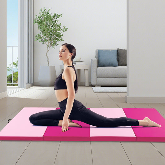 4-Panel PU Leather Folding Exercise Mat, Gradient, Pink Yoga & Gym Mats Gradient Pink at Gallery Canada