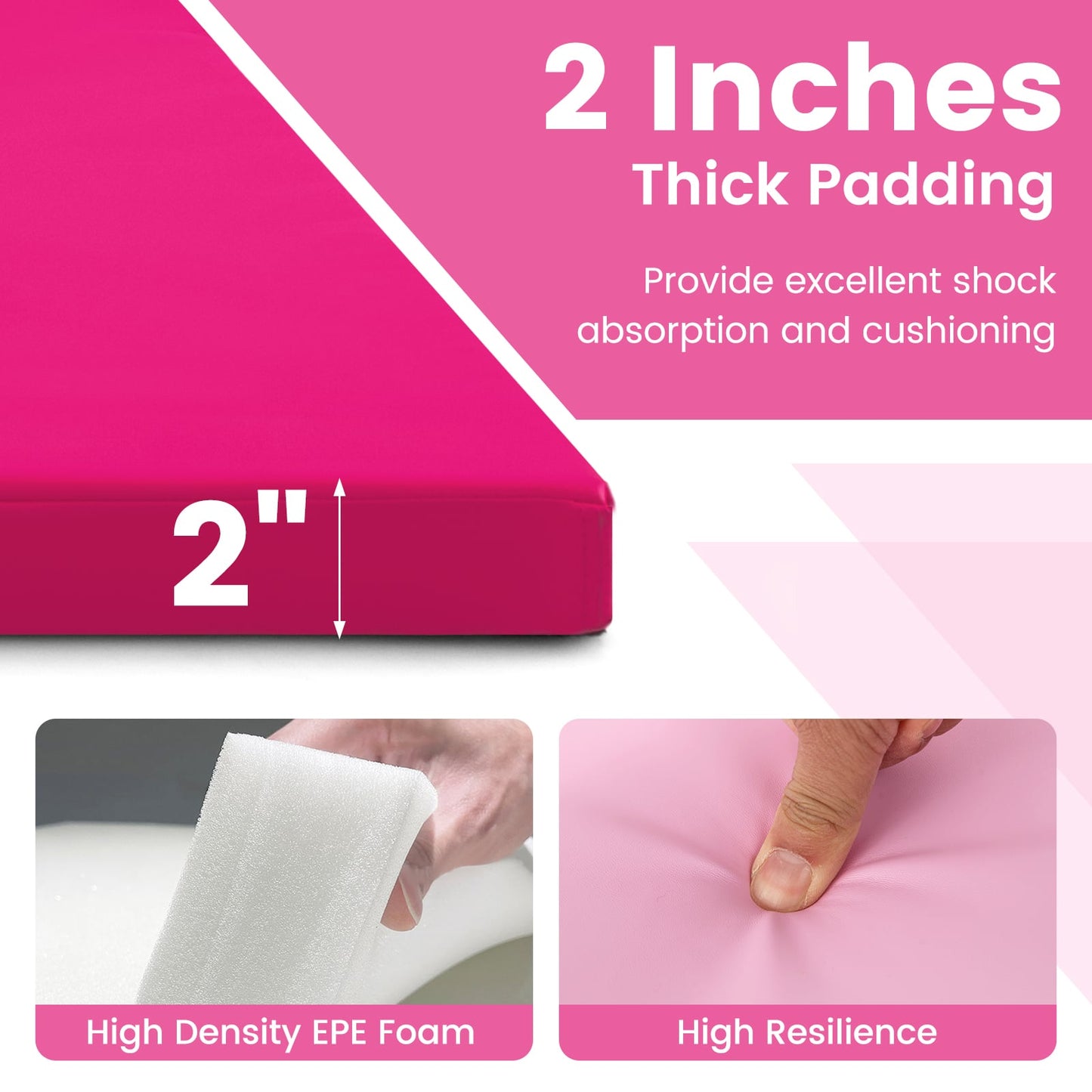 4-Panel PU Leather Folding Exercise Mat, Gradient, Pink Yoga & Gym Mats at Gallery Canada