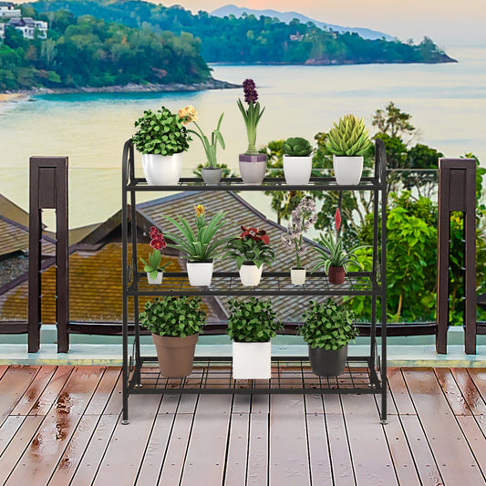 3-Tier Metal Plant Stand, Black Plant Stands Black at Gallery Canada