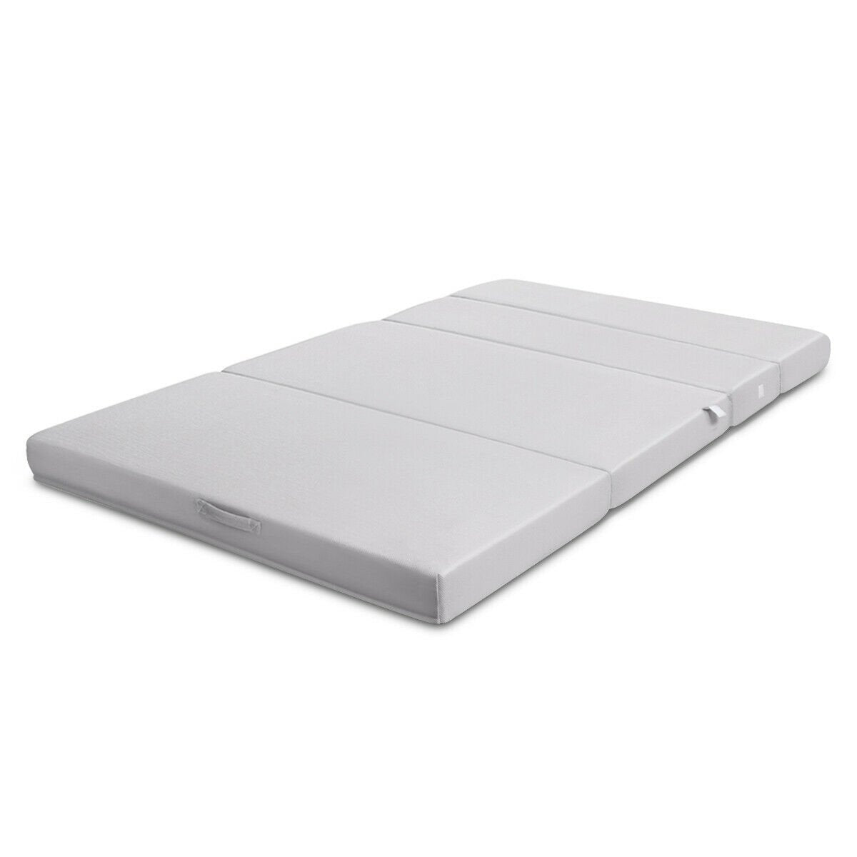 4 Inch Folding Sofa Bed Foam Mattress with Handles-Full XL, Gray at Gallery Canada