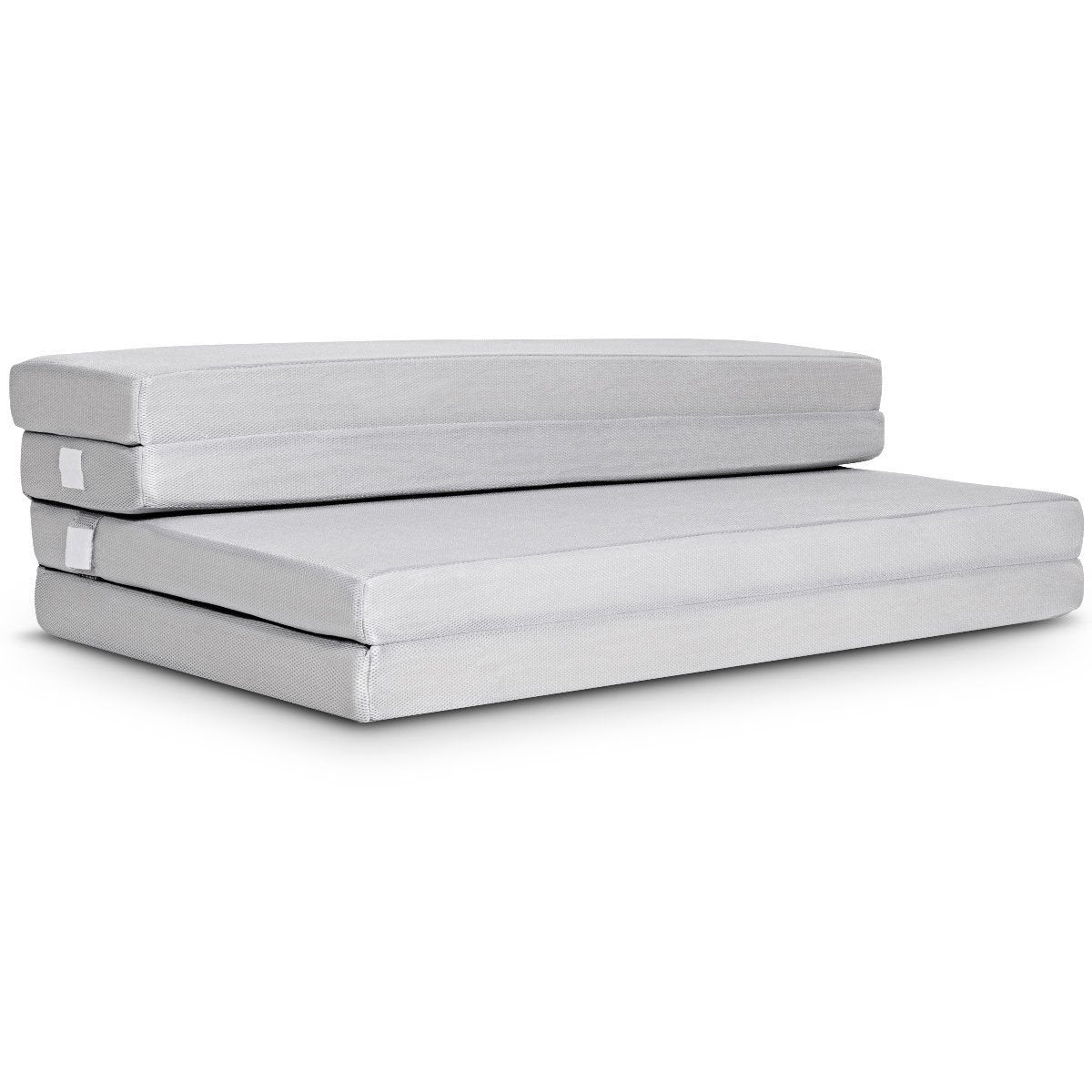 4 Inch Folding Sofa Bed Foam Mattress with Handles-Queen Size, Gray
