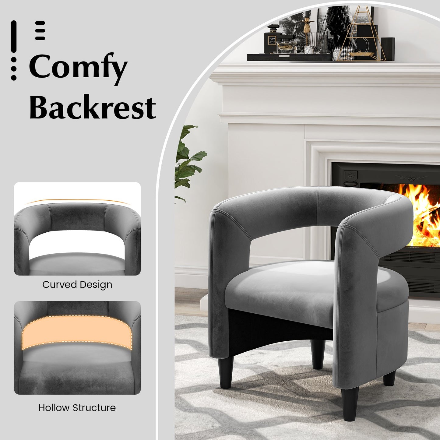 Comfy Accent Armchair with Footrest, Gray at Gallery Canada
