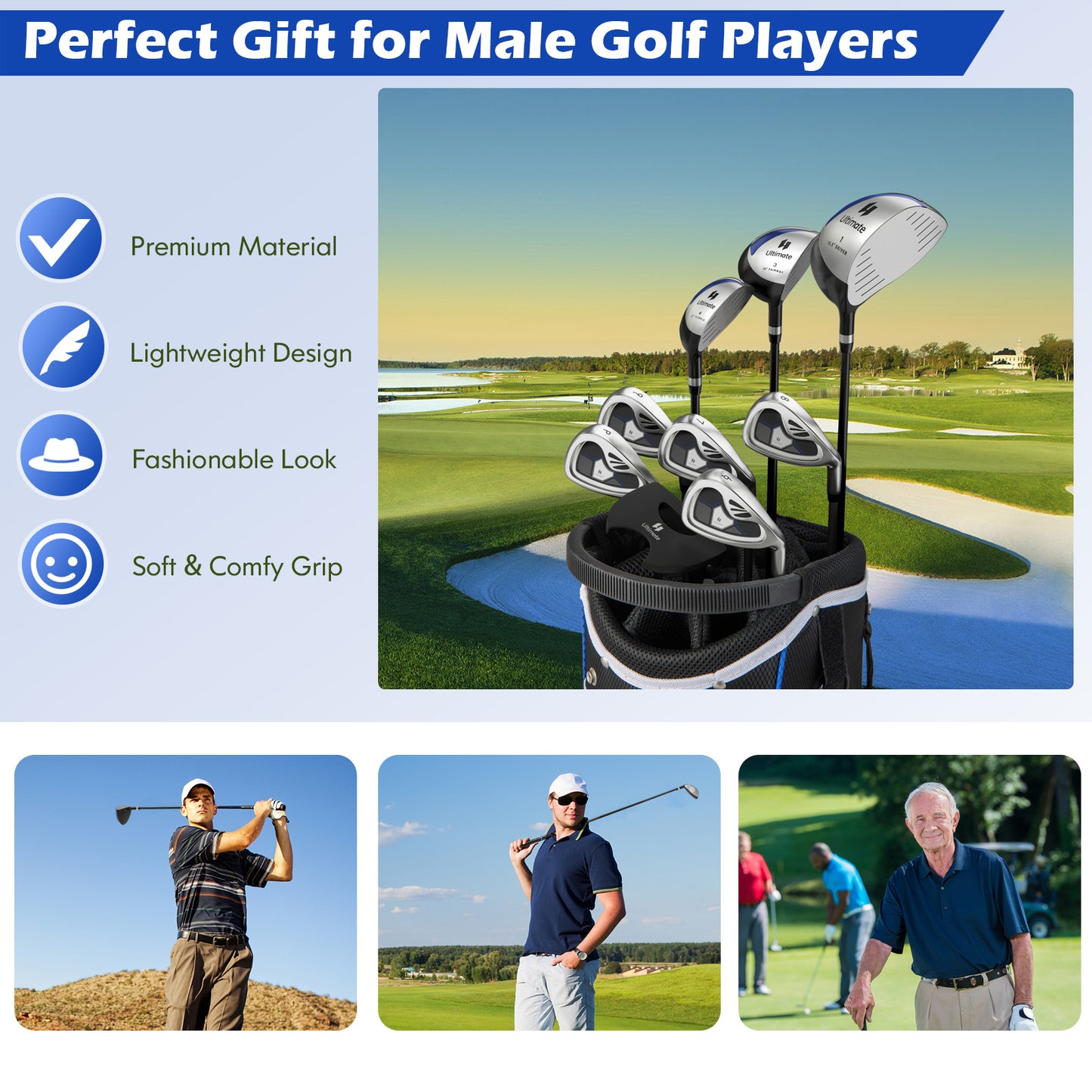 Men's Complete Golf Club Set, 9 Pieces, Navy Golf at Gallery Canada