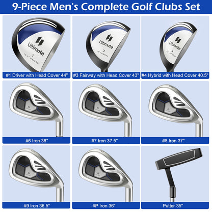 Men's 9 Pieces Complete Golf Club Set, Navy