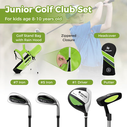Junior Complete Golf Club Set for Kids with Rain Hood Right Hand Children Golf Age 8-10 Years Old, Green at Gallery Canada