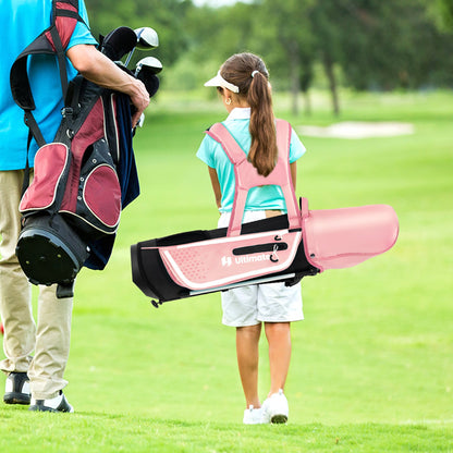 Junior Complete Golf Club Set for Kids with Rain Hood Right Hand Children Golf Age 8-10 Years Old, Pink