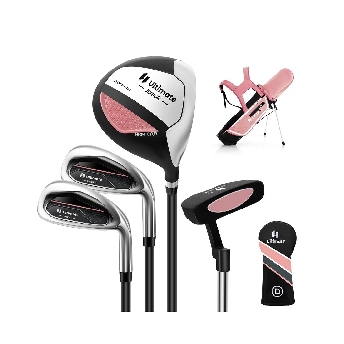 Junior Complete Golf Club Set for Kids with Rain Hood Right Hand Children Golf Age 8-10 Years Old, Pink at Gallery Canada