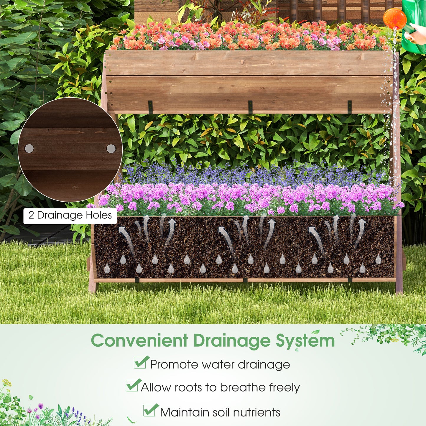 Vertical Raised Garden Bed, 3 Wooden Planter Boxes, L, Brown Raised Garden Beds at Gallery Canada