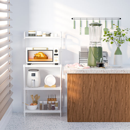 4-Tier Kitchen Storage Rack, Microwave Oven Shelves, White Baker's Racks White at Gallery Canada