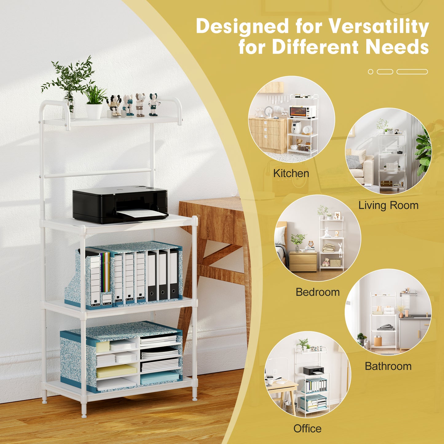 4-Tier Kitchen Storage Rack, Microwave Oven Shelves, White Baker's Racks at Gallery Canada