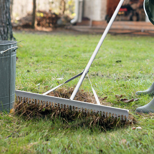 Aluminum Rake, 36 Inch Wide Head, 68 Inch Handle, Silver Lawn Care Tools Silver at Gallery Canada