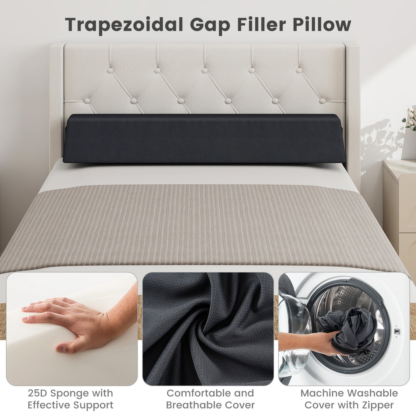 Bed Wedge Pillow, Twin Size, Gray Bedding at Gallery Canada