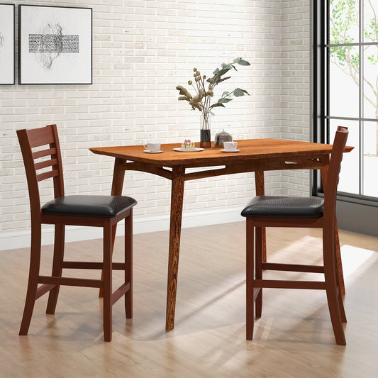 Set Of 2 Counter Height Bar Chairs, Walnut, With Backrest And Footrest Bar Stools Walnut at Gallery Canada