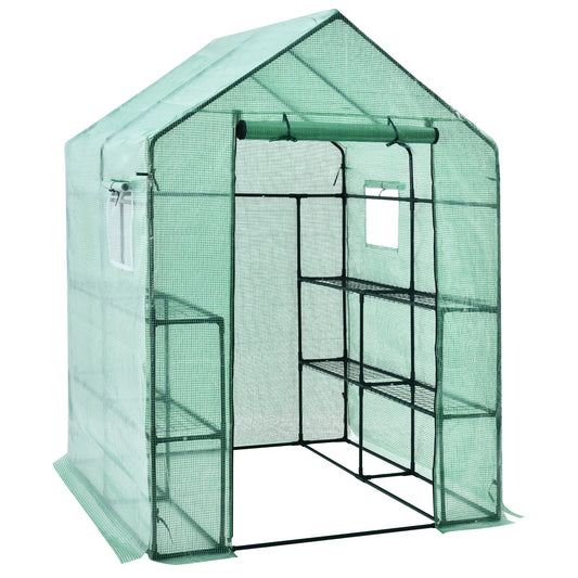 Walk-in Greenhouse 56 x 56 x 77 Inch Gardening with Observation Windows, Green