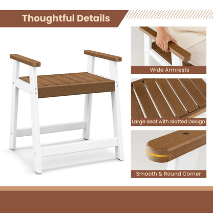 Shower Bench with Arms for Inside Shower Shaving Legs, Brown