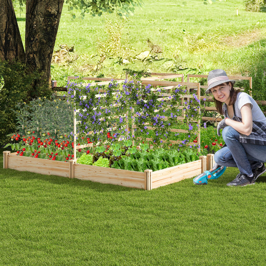 Raised Garden Bed, 2 Planter Boxes, 3 Trellis, Natural Raised Garden Beds Natural at Gallery Canada