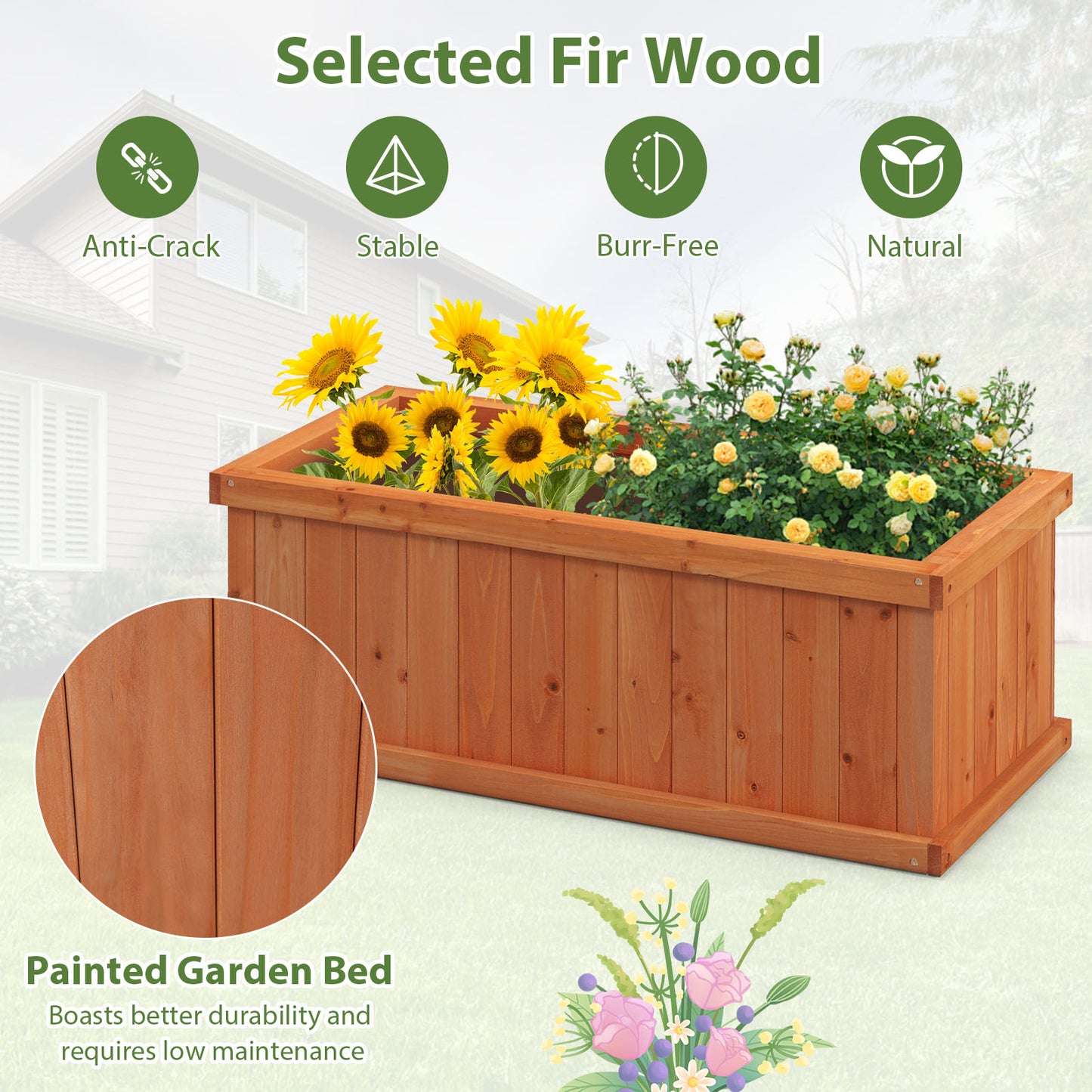 Wooden Raised Garden Bed Planter Box, 4 Drainage Holes, Orange Raised Garden Beds at Gallery Canada