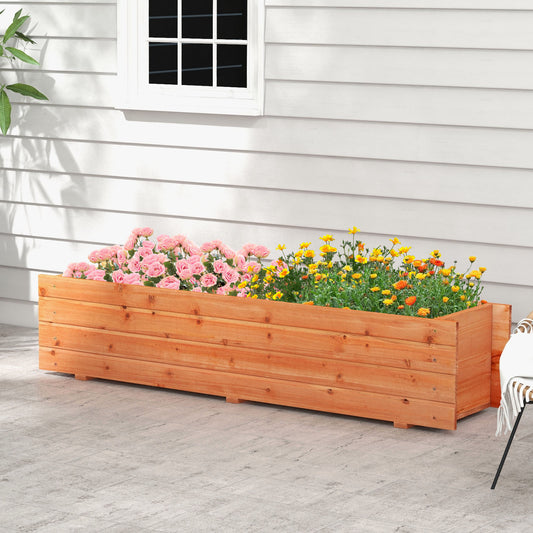 Fir Wood Planter Box, 2 Drainage Holes, 3 Bottom Crossbars, Orange Raised Garden Beds Orange at Gallery Canada