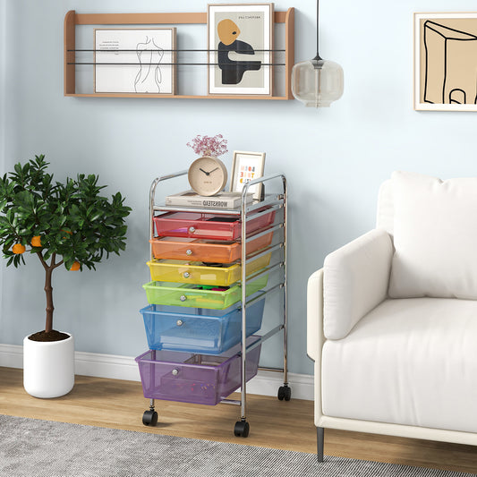 6 Drawers Rolling Storage Cart Organizer, Transparent Multicolor File Cabinets Sheer Rainbow at Gallery Canada