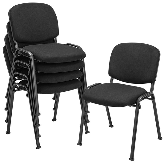 Office Chair with Metal Frame and Padded Cushions for Conference Room-Set of 5, Black