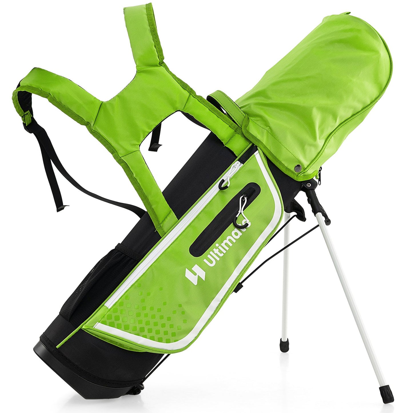 Junior Complete Golf Club Set Right Hand with Rain Hood for Kids, Green