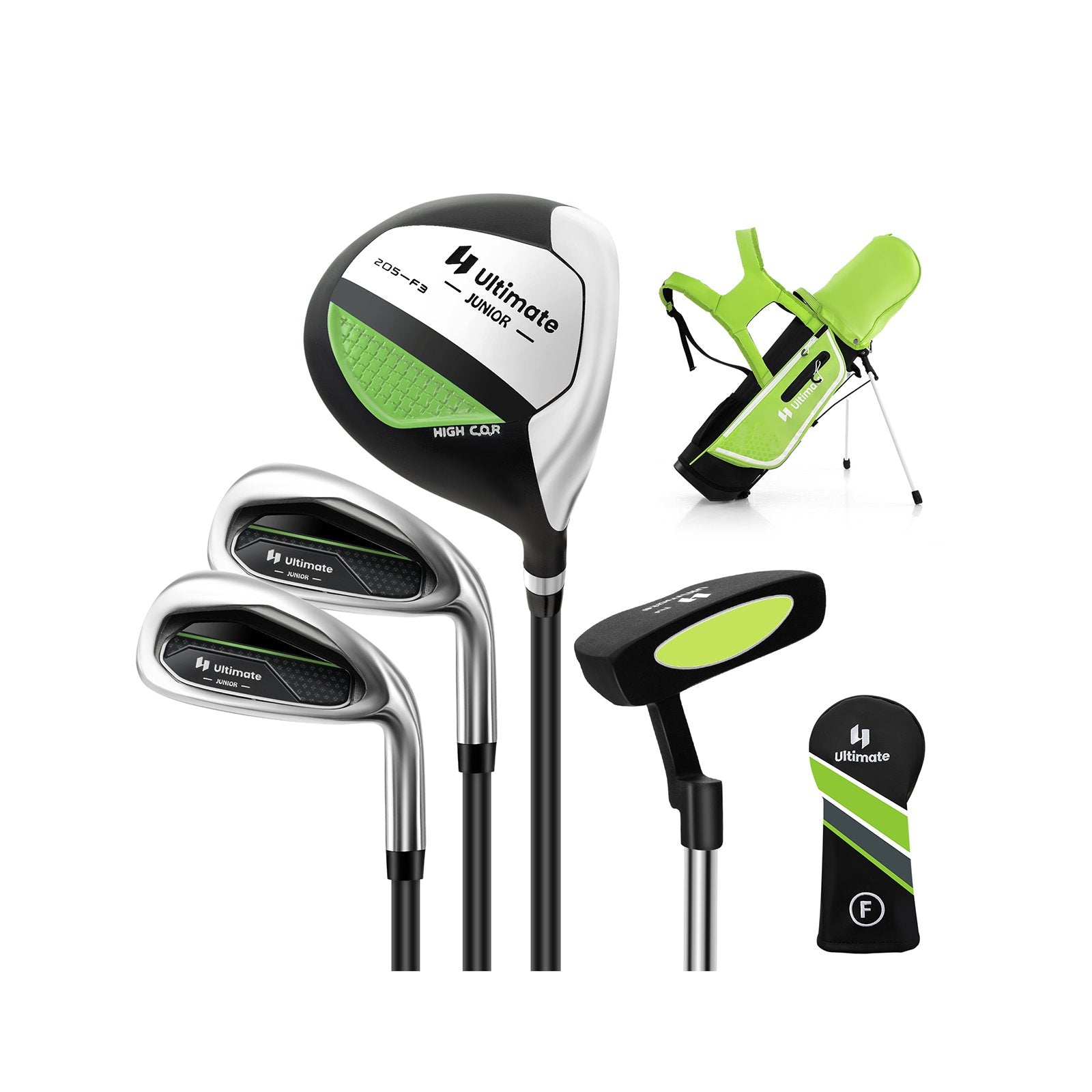 Junior Complete Golf Club Set Right Hand with Rain Hood for Kids, Green at Gallery Canada