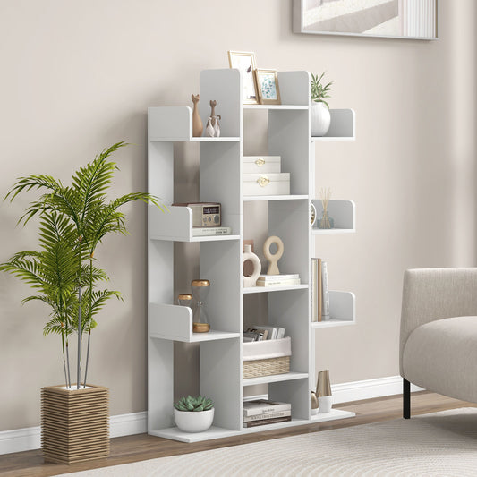 Tree-Shaped Bookshelf, 13 Compartments, White Bookcases White at Gallery Canada