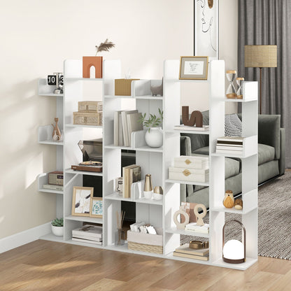 Tree-Shaped Bookshelf with 13 Compartments, White