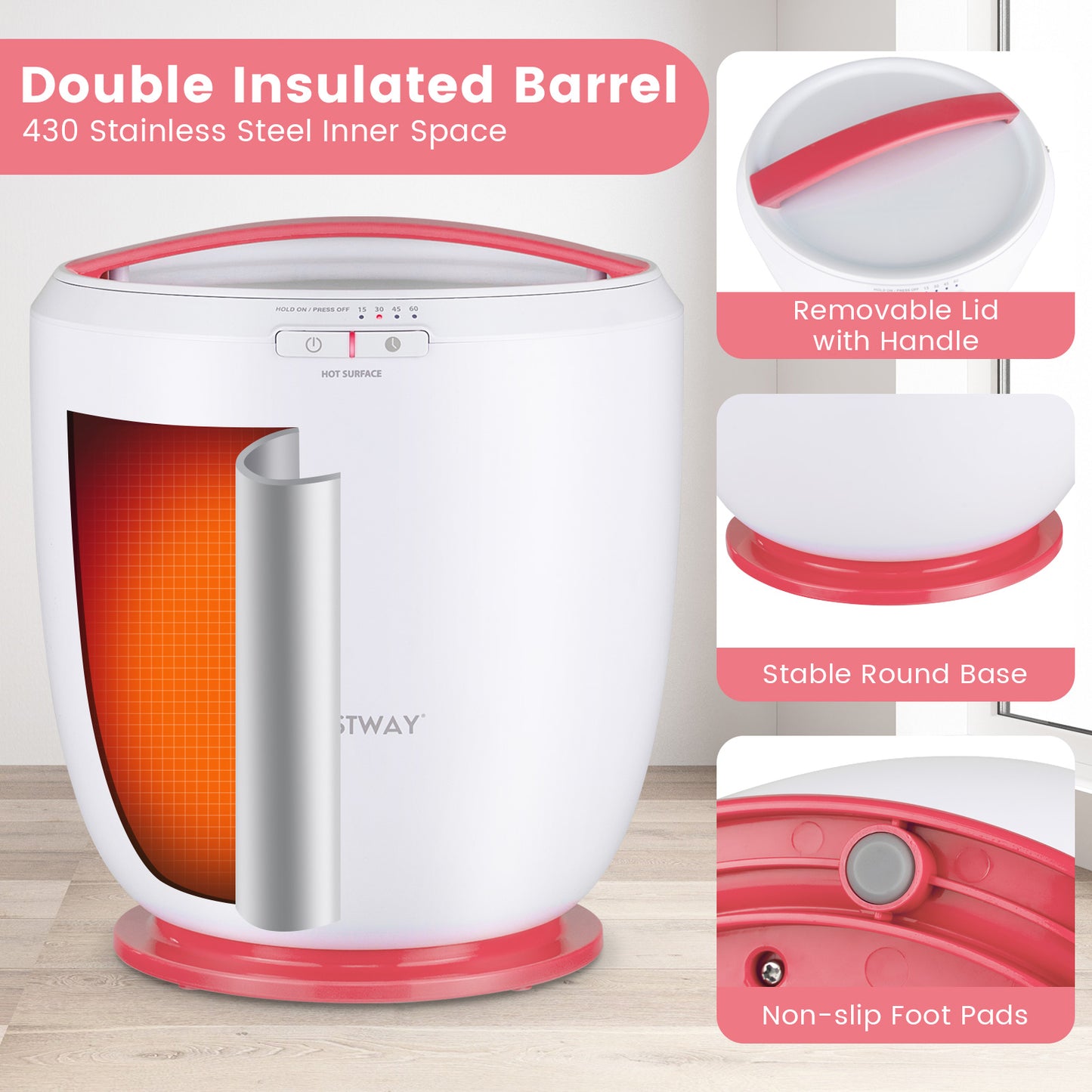 Countertop Towel Warmer Bucket With Auto Shut Off, Pink Dryers at Gallery Canada
